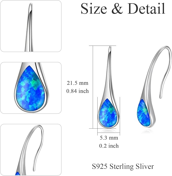 925 Sterling Silver Small Pear-Shaped Modern Style Hook Earrings with Crystals from Austria