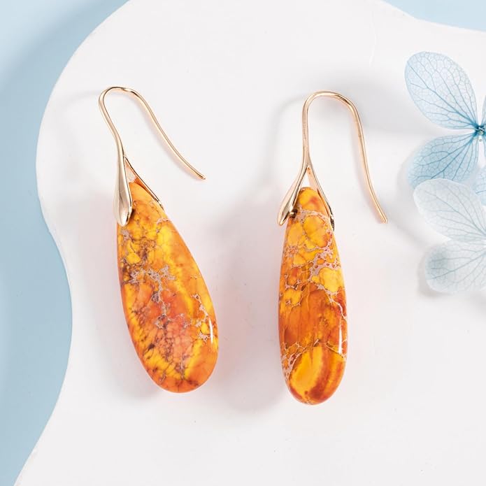 SELOVO Stone Fishhook Dangle Drop Earrings Statement Earrings for Women Stone