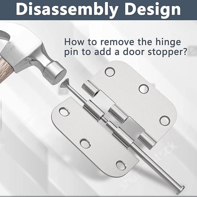 HOSOM 36 Pack Door Hinges Brushed Nickel, Interior Door Hinges 3.5 x 3.5 inch - Image 6