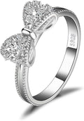JewelryPalace 14k White Yellow Rose Gold Plated 925 Sterling Silver Rings for Women, Cubic Zirconia Promise Rings for Her, Stackable Wedding Bands Rings for Women Infinity Forever Love Knot Ring