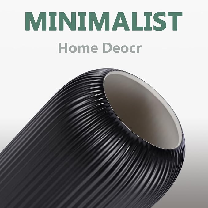 Ceramic Vase for Flowers – Modern Small Ribbed Textured Flower Vase for Home - Image 4