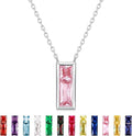 SUNFEEL Birthstone Necklace for Women, S925 Sterling Silver Necklaces with Square Cubic Zirconia Gemstone Necklace Women's Jewelry Anniversary Birthday Gifts for Women Mom Wife Her