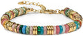 Colorful 18K Gold Plated Bracelets for Women, Stack Bangle Beaded Stone Jewelry Accessories Set for Woman, Trendy Fashion Jewelry Gifts