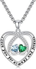 Birthstone Necklaces for Women I Love You for Always and Forever Heart Pendant Necklace Anniversary Jewelry Christmas Valentine Mothers Day Birthday Gifts for Her Wife Girlfriend