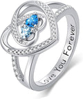 Valentine's Day Gifts for Women Birthstone Rings for Women Heart Statemet Engagement Eternity Wedding Promise Rings Jewelry Anniversary Christmas Valentine Mothers Day Birthday Gifts for Wife Her Girlfriend