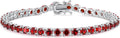 FANCIME Birthstone Bracelet Sterling Silver Gemstone Tennis Bracelets Fine Jewelry Wedding Bridal Prom Birthday Gift for Women Her, Length 7.2 Inch Width 4mm