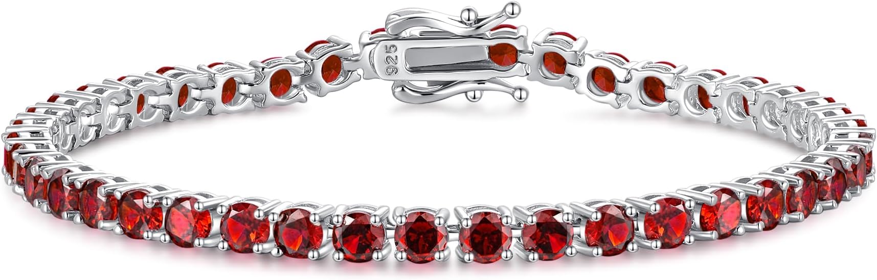 FANCIME Birthstone Bracelet Sterling Silver Gemstone Tennis Bracelets Fine Jewelry Wedding Bridal Prom Birthday Gift for Women Her, Length 7.2 Inch Width 4mm