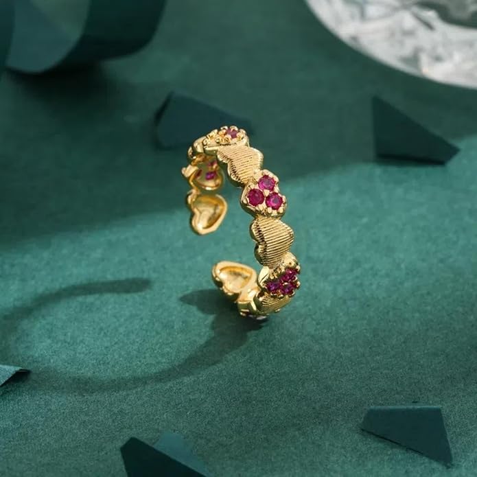 Gold-Plated Butterfly Rings - Vintage Snake Statement Rings with Cubic Zirconia for Women Adjustable Open Rings