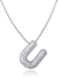 SKQIR Diamond Initial Letter Necklace for Women Bubble Gold Plated Puffy Balloon Alphabet Crystal Zircon Pendant Name Necklace Dainty Charms Trendy Jewelry Gift for Women