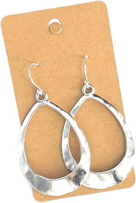 Large Teardrop Hoop on Sterling Silver Earrings Bohemian Boho Statement Jewelry