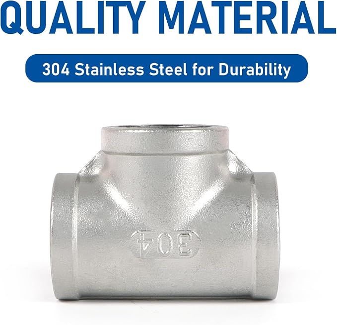 Pipe Fittings 304 Stainless Steel Tee Pipe Fittings 1" x 1" x 1" NPT Female - Image 5