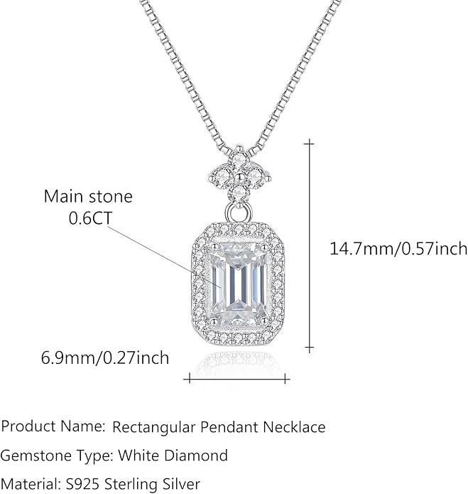 S925 Sterling Silver 0.6ct VVS1 D-Color Diamond Pendant Necklace for Women, Ideal Valentine's Day Gift for Wife