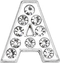 150 PCS Full Rhinestones 8mm Slide Alphabet Letters A for DIY Slide Wristbands Bracelets,Jewelry Making Charms, Silver A