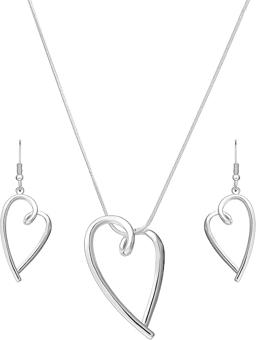 Madison Tyler Gold Plated Jewelry Set for Women | Silver Teardrop Pendant Necklace Trendy | Long Necklace with Snake Chain | Fashion Dangle Earring Set