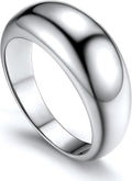 GOLDCHIC JEWELRY Chunky Dome Ring for Women, Stainless Steel Bold Stacking Croissant Statement Ring For Men (Size 7-12, Custom)