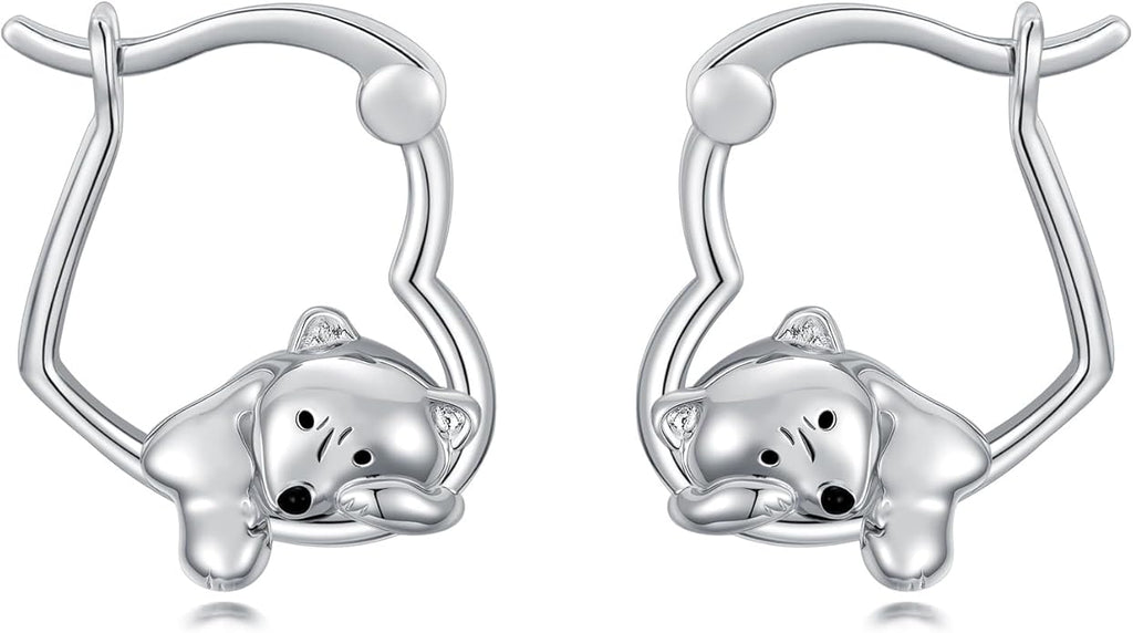 Hypoallergenic Earrings Rabbit Tiger Teddy Koala Puppy Panther Peacock Earrings Sterling Silver Animal Hug Hoop Earrings Jewelry Mothers Day Graduation Birthday Gifts for Women