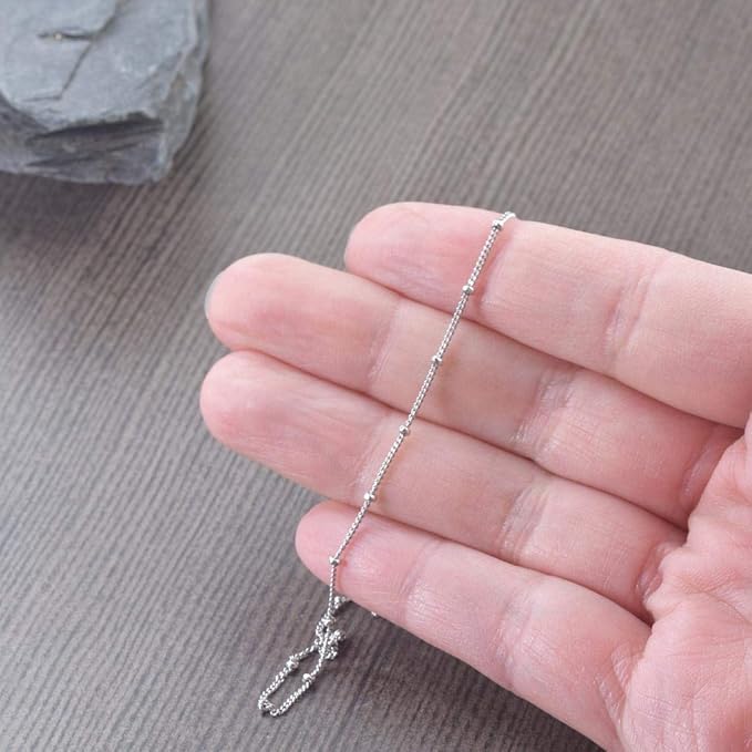 Wholesale 12PCS Silver Plated Brass Curb Chain Satellite Beaded Chains Bulk for Jewelry Making (20 Inch(1.5mm))