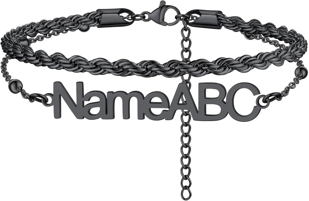 FindChic Custom Ankle Bracelets for Women, Stainless Steel Figaro/Cuban/Wheat/Rope/Herringbone Chain Anklets, Beach Foot Jewelry 8.5''-10.5'' Adjustable & Waterproof, with Gift Box