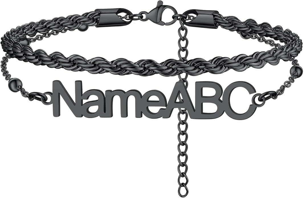 FindChic Custom Ankle Bracelets for Women, Stainless Steel Figaro/Cuban/Wheat/Rope/Herringbone Chain Anklets, Beach Foot Jewelry 8.5''-10.5'' Adjustable & Waterproof, with Gift Box
