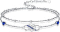Anklet for Women 925 Sterling Silver Double Infinity Ankle Bracelet Waterproof Summer Jewelry Anniversary Birthday Gifts for Her