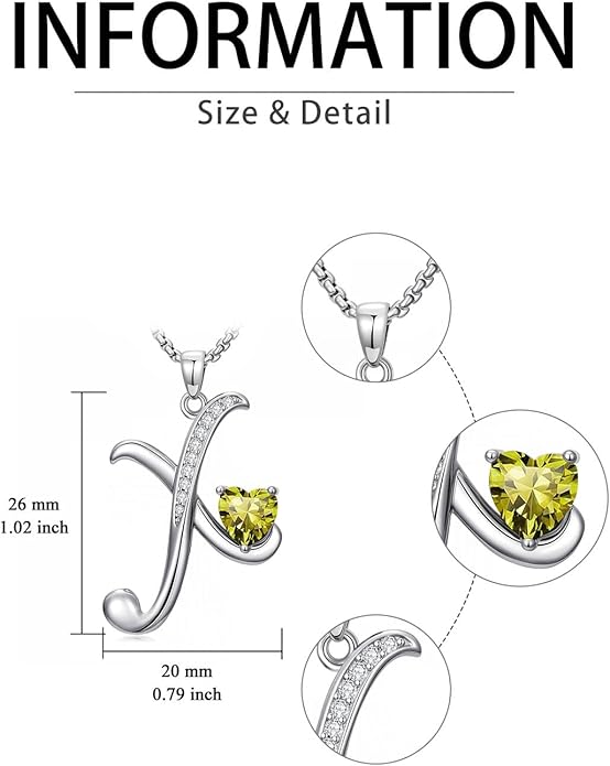 Valentines Day Gifts for Women Alphabet A to Z Initial Birthstone Pendant Necklaces for Women - 18k White Gold Plated Personalized Name Jewelry Valentine Mothers Day Birthday Gifts for Women Her Girlfriend