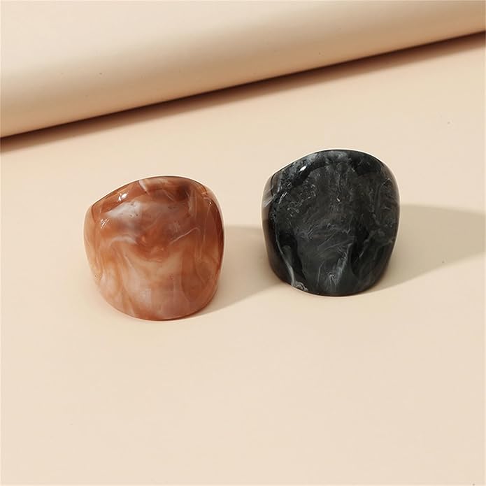 Multicolor Resin Chunky Rings for Women,Acrylic Plastic Rin Knuckle Finger Cute Trendy Aesthetic Y2k Statement Ring Vintage Simple Geometric Rings Jewelry