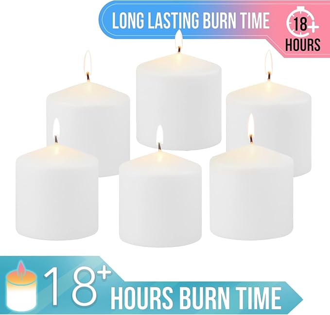 Stonebriar 3 Pack Tall 3 x 3 Inch 18 Hour Long Burning Unscented White Wax - Image 4