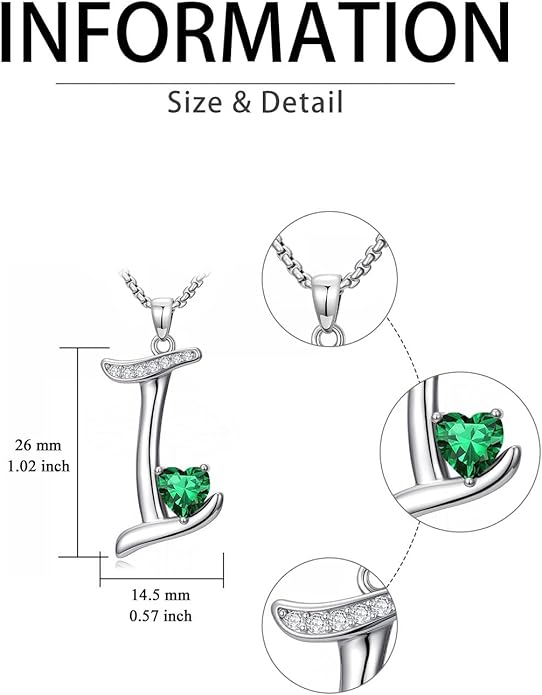 Valentines Day Gifts for Women Alphabet A to Z Initial Birthstone Pendant Necklaces for Women - 18k White Gold Plated Personalized Name Jewelry Valentine Mothers Day Birthday Gifts for Women Her Girlfriend