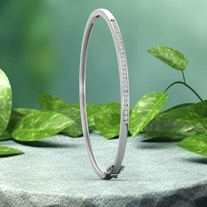 1/2 Carat Channel Set Round-Cut Natural Diamond Bangle Bracelet for Women in 14K Gold (SI1-SI2 Clarity)