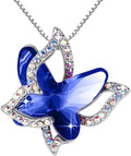 Valentine's Day Gift Butterfly Birthstone Crystal Necklace, Silver Tone with 18”+2” Chain, Necklace for Mother’s Day Anniversary Birthday Gifts for Women and Daughter