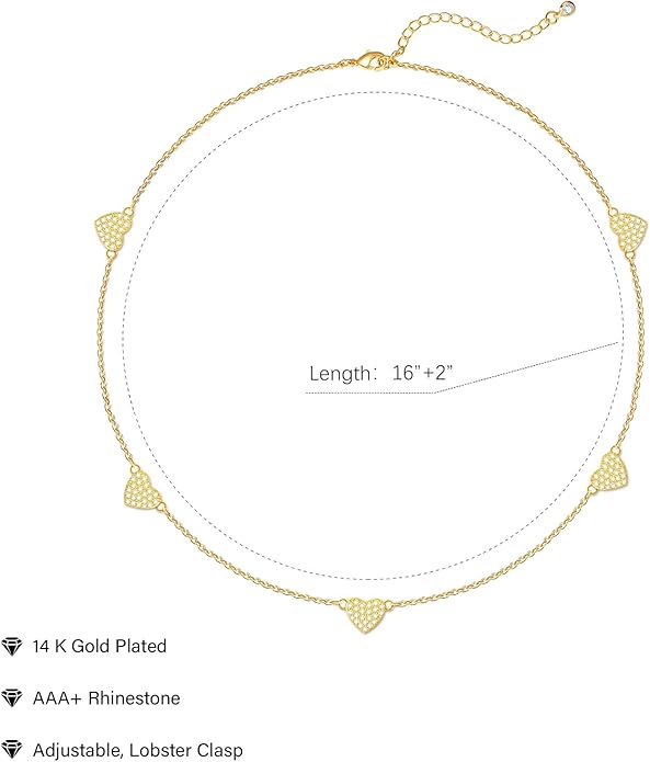 Cute Heart Necklace for Women Gold/Silver Plated Heart Pendant Choker Necklaces Tendy Love Heart Chain Necklace Dainty Gold/Silver Necklace Jewelry Gifts for Women