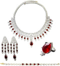 Rhinestone Wedding Bridal Jewelry Set Women's Prom-Style Necklace, Earrings, Bracelet, Ring Bridesmaid Gift Pairs with Evening Gown