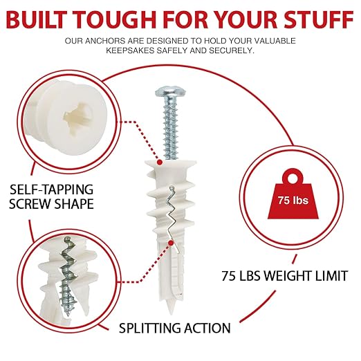 50Pcs Self Drilling Drywall Anchors and Screws Kit #8 x 1-1/4" | Superb Wall - Image 2