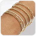 VIBILIA Dainty Gold Chain Bracelet for Women Trendy Stackable Adjustable Layered Metal Bracelet Gold Plated Twist Link Figaro Chain Paperclip Bracelets Fashion Jewelry