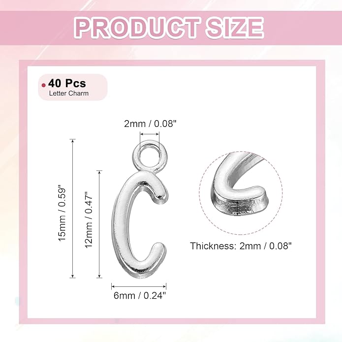uxcell Letter Charm, Alloy Letter Initial Alphabet Charm for DIY Crafts Jewelry Making Bracelet Earrings Necklace