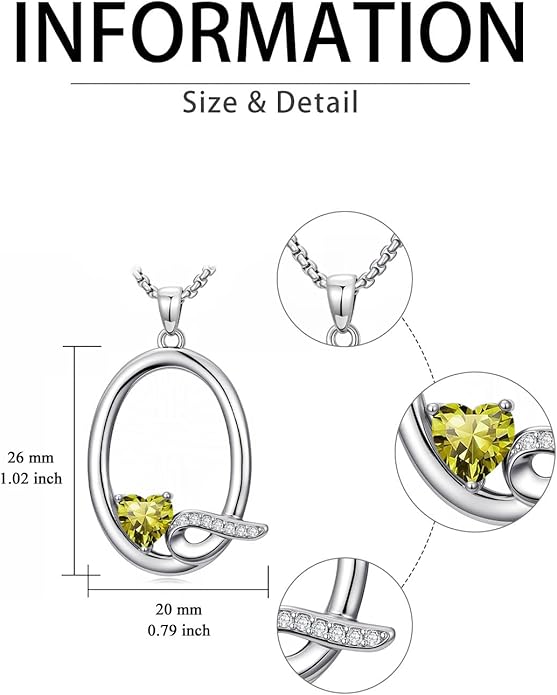 Valentines Day Gifts for Women Alphabet A to Z Initial Birthstone Pendant Necklaces for Women - 18k White Gold Plated Personalized Name Jewelry Valentine Mothers Day Birthday Gifts for Women Her Girlfriend