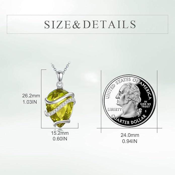 Birthstone Necklace for Women Sterling Silver Teardrop Pendant Necklace Birthday Jewelry Gift for Women