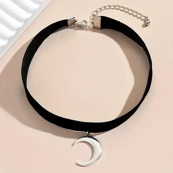 Fesciory Black Necklaces for Women, Adjustable Layered Velvet Leather Lace Collar Necklace, Goth Jewelry Gifts.