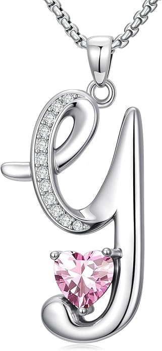 Valentines Day Gifts for Women Alphabet A to Z Initial Birthstone Pendant Necklaces for Women - 18k White Gold Plated Personalized Name Jewelry Valentine Mothers Day Birthday Gifts for Women Her Girlfriend