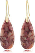 Natural Healing Stone Fishhoop Dangle Drop Earrings Statement Gold silver earrings