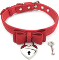 Destiny Love Bell Padlock Choker Collar Necklace Lolita Bow Collar Cat Kitty Velvet Necklace with Heart Lock and Key with Box for Women and Men