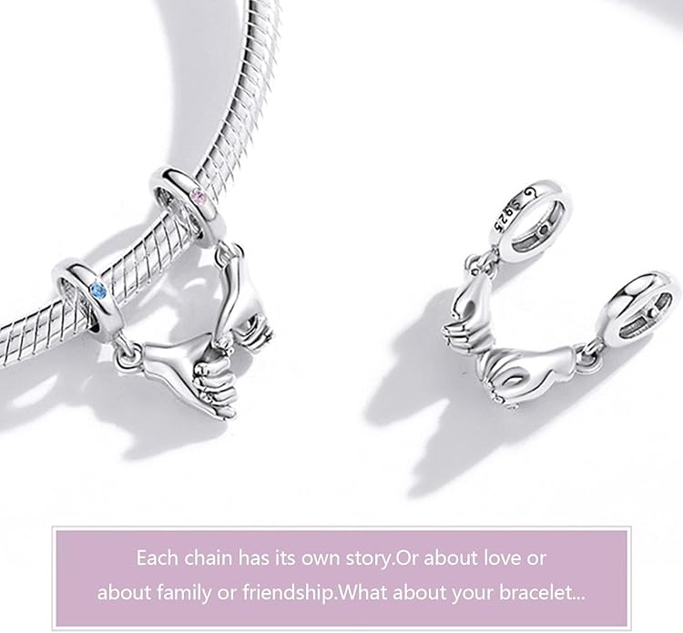 Charm Beads for Women, S925 Sterling Silver Dangle Charm Beads for European Charm Bracelet & Snake Chain Bracelets, Love Family Friendship Butterfly Pet Flower Designs, Gift Box Included