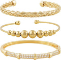 Gold Bracelets for Women, Gold Plated Chunky Cuff Matching Bracelets for Women Stack Adjustable Jewelry Sets for Gifts