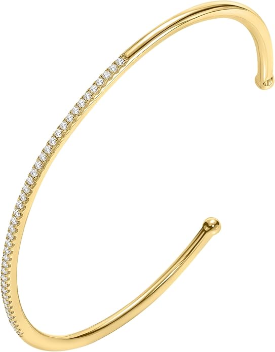 EcoGems Lab Grown Gemstone & Moissanite Bracelets – 14K White or Yellow Gold Plated Sterling Silver – Featuring Lab Grown Diamonds, Emeralds, Paraiba, Sapphire & Pearls – Sustainable Luxury Gift with Gift Box