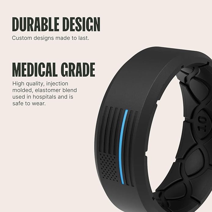 Groove Life Edge Silicone Ring - Breathable Rubber Wedding Rings for Men, Unique Design, Comfort Fit Ring