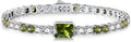 Birthstone Bracelets for Women Birthday Gifts 4CT Radiant Cut Birthstone 4mm Sterling Silver White Gold Tennis Bracelets for Women Round Cut 5A Cubic Zirconia Bezel Setting 7 Inch