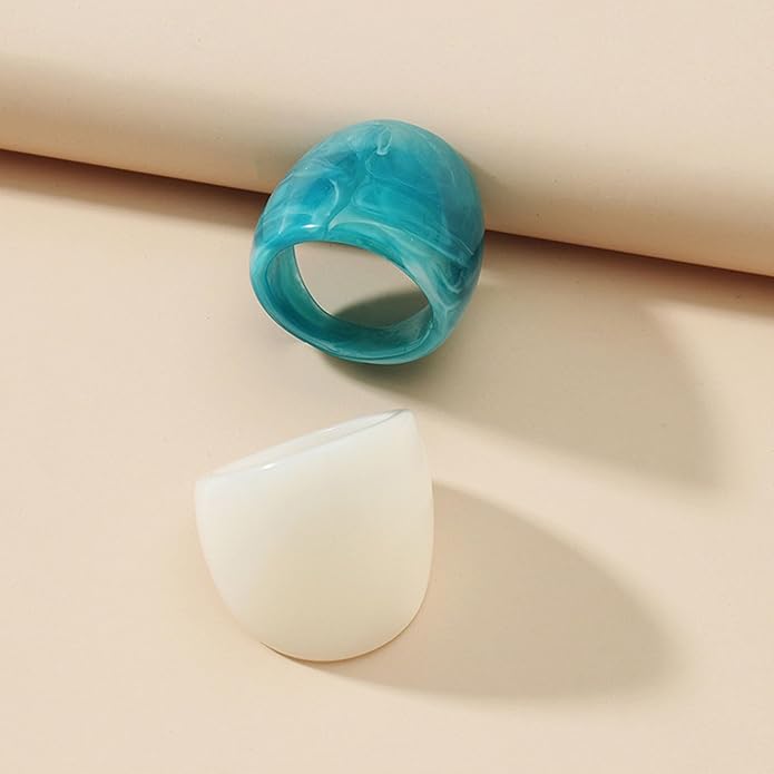 Multicolor Resin Chunky Rings for Women,Acrylic Plastic Rin Knuckle Finger Cute Trendy Aesthetic Y2k Statement Ring Vintage Simple Geometric Rings Jewelry