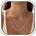 HZMAN 18K Gold Plated Brass Metal Bead Necklace - 60cm Hypoallergenic Lightweight Charming Jewelry Gift for Women