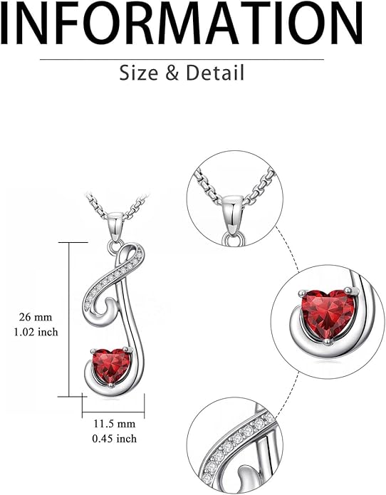 Valentines Day Gifts for Women Alphabet A to Z Initial Birthstone Pendant Necklaces for Women - 18k White Gold Plated Personalized Name Jewelry Valentine Mothers Day Birthday Gifts for Women Her Girlfriend