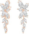 EAMTI Silver Dangle Earrings for Women Cubic Zirconia Marquise Bridal Wedding Earrings 925 Sterling Silver Post Engagement Earring